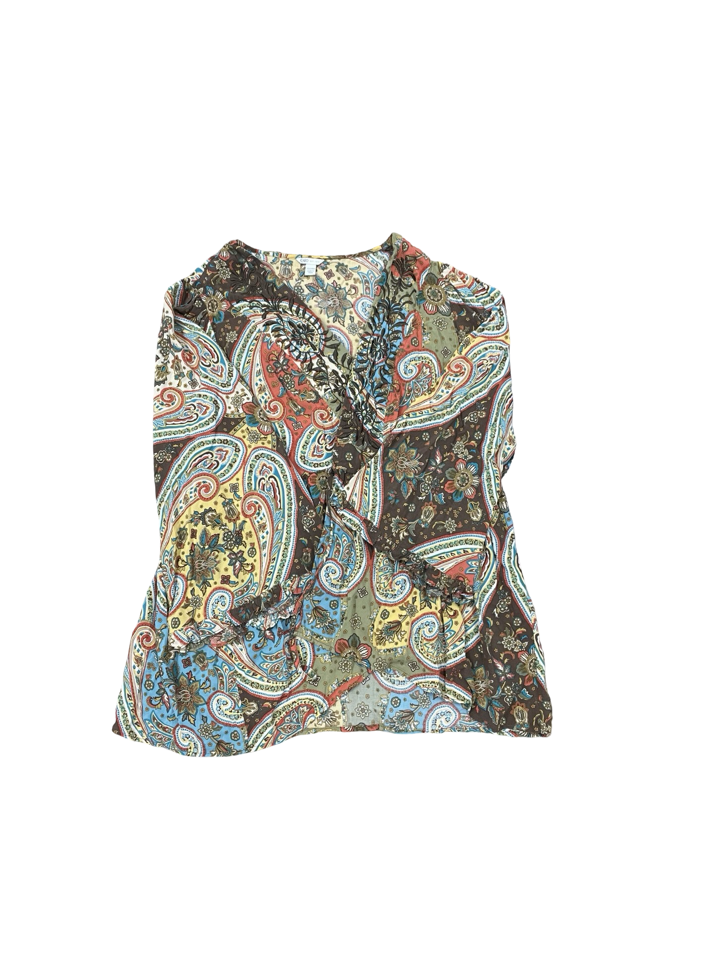 Cardigan By Cato In Brown & Yellow, Size:3X