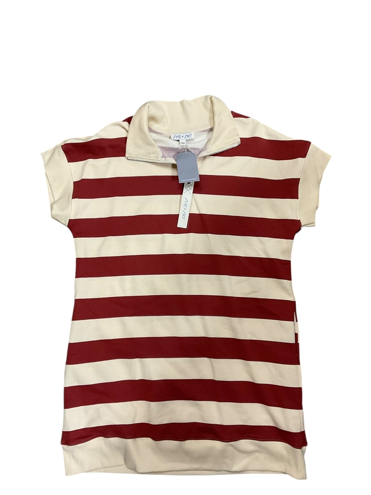 Dress Casual Midi By She + Sky In Cream & Orange, Size:L