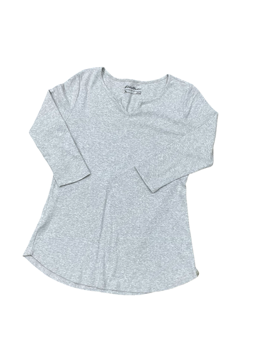 Top 3/4 Sleeve Basic By Eddie Bauer In Grey, Size:L