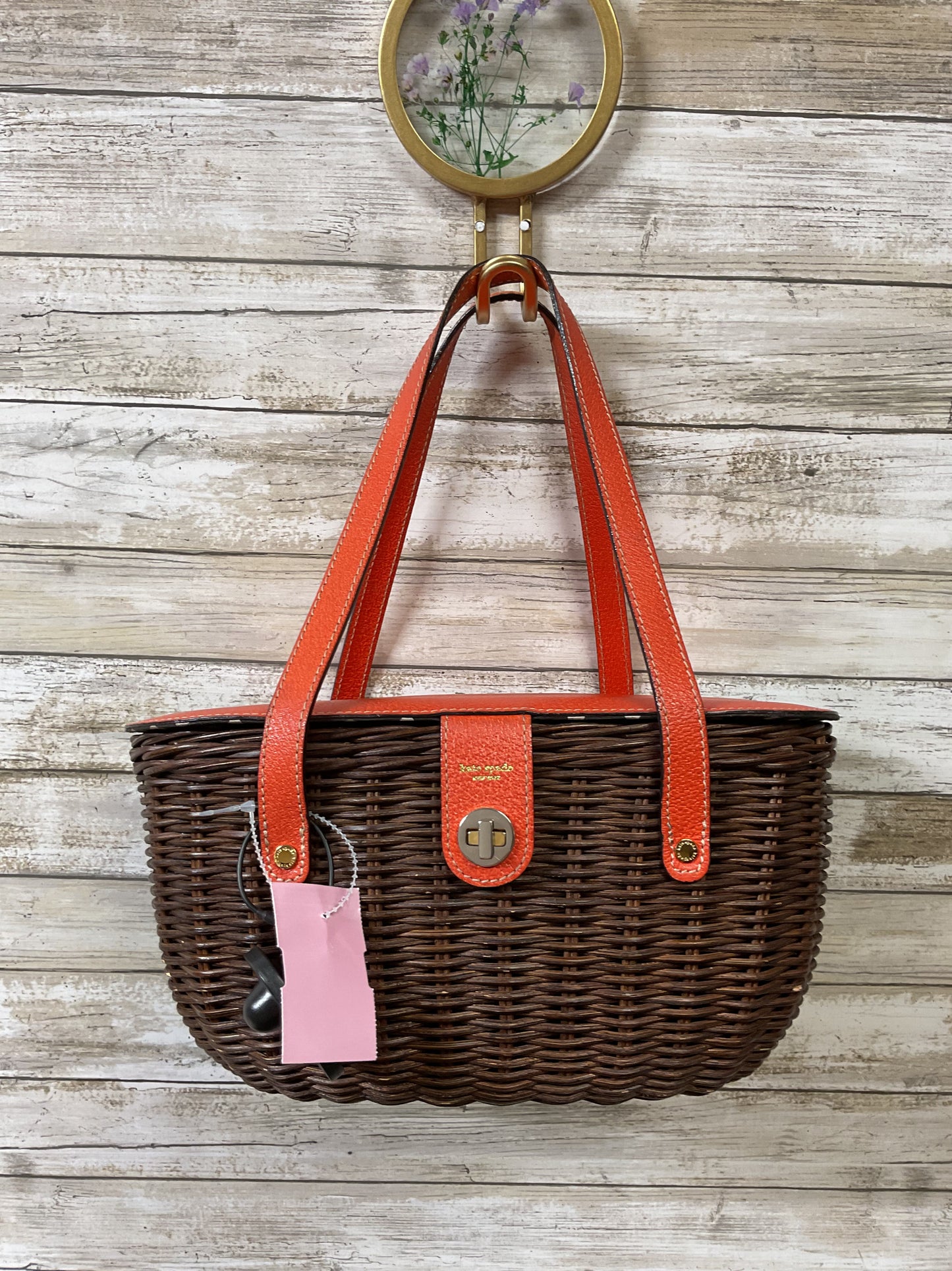 Handbag Designer By Kate Spade In Brown & Orange, Size:Small