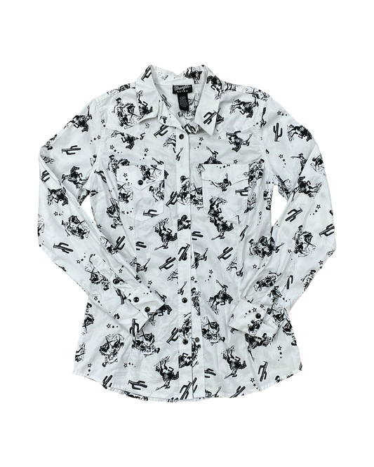 Blouse Ls By Wrangler In White, Size:S