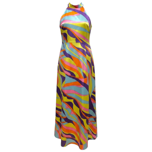 Groovy Mock Halter Maxi Dress By Karlie In Multi-colored, Size: S