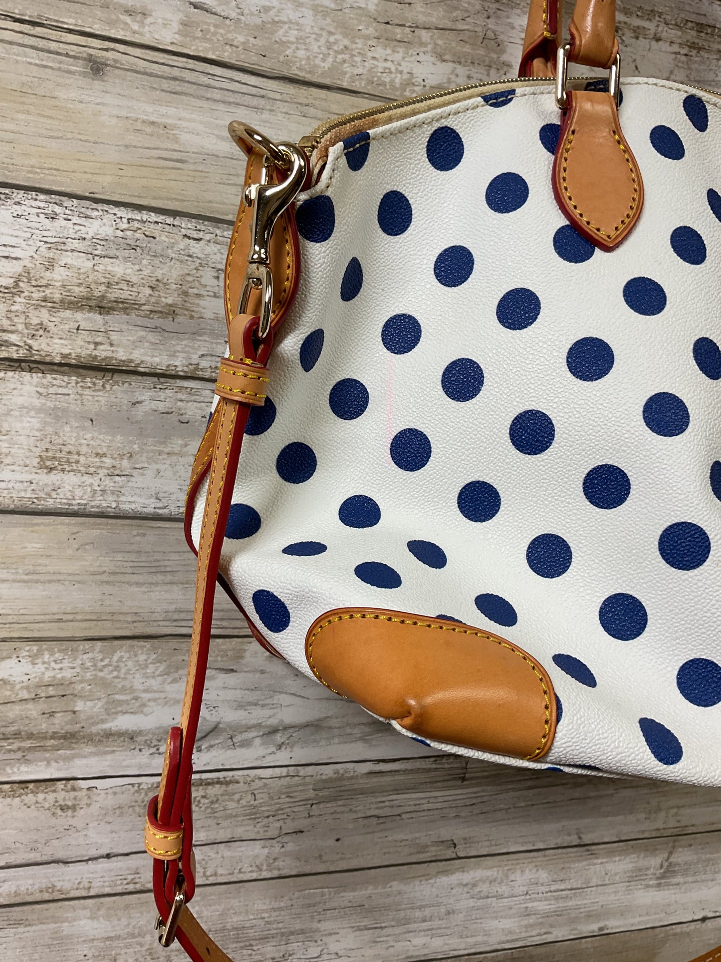 Handbag Designer By Dooney And Bourke In Polkadot Pattern, Size:Medium