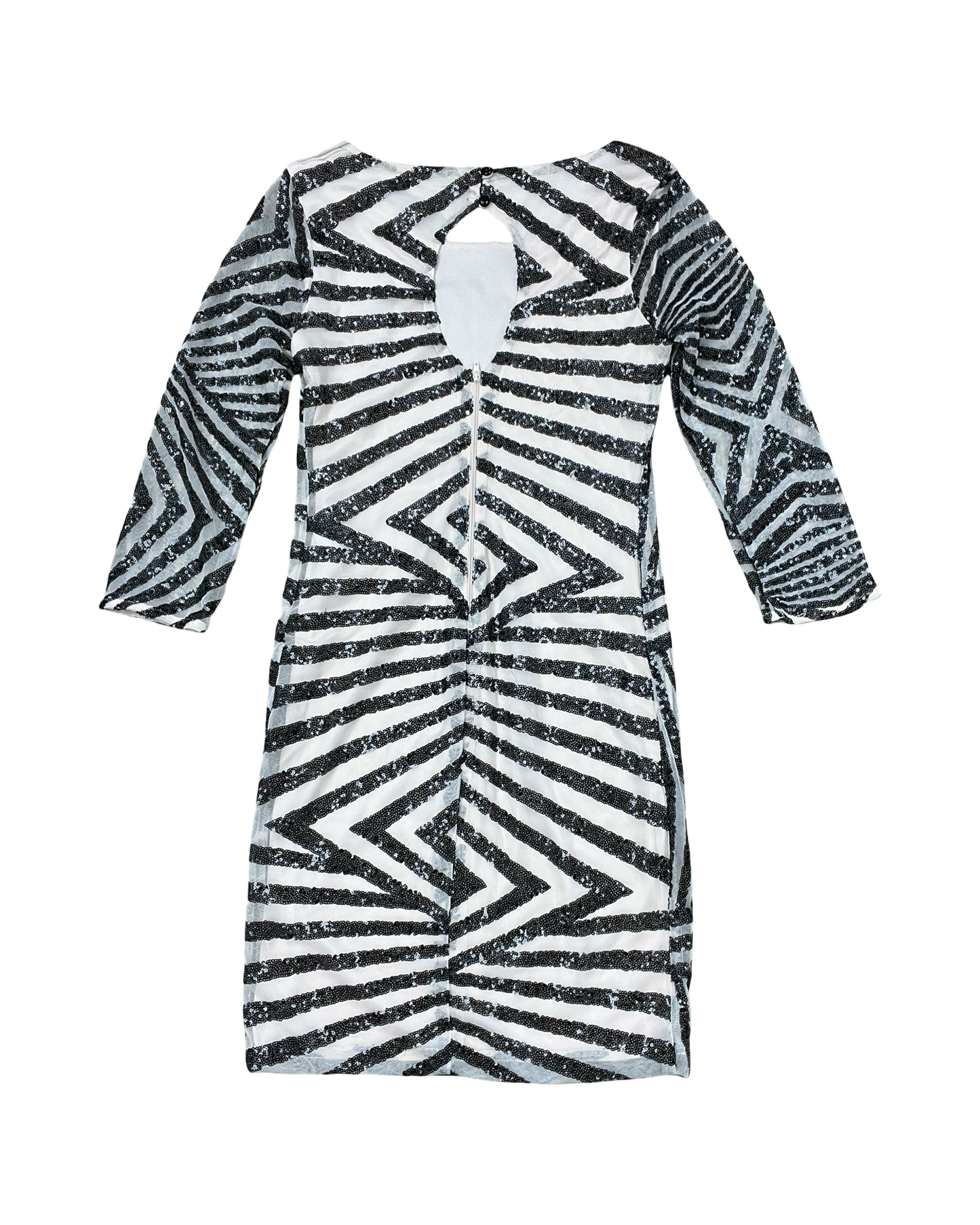 Dress Party Midi By Sequin Hearts In Black & Cream, Size:S
