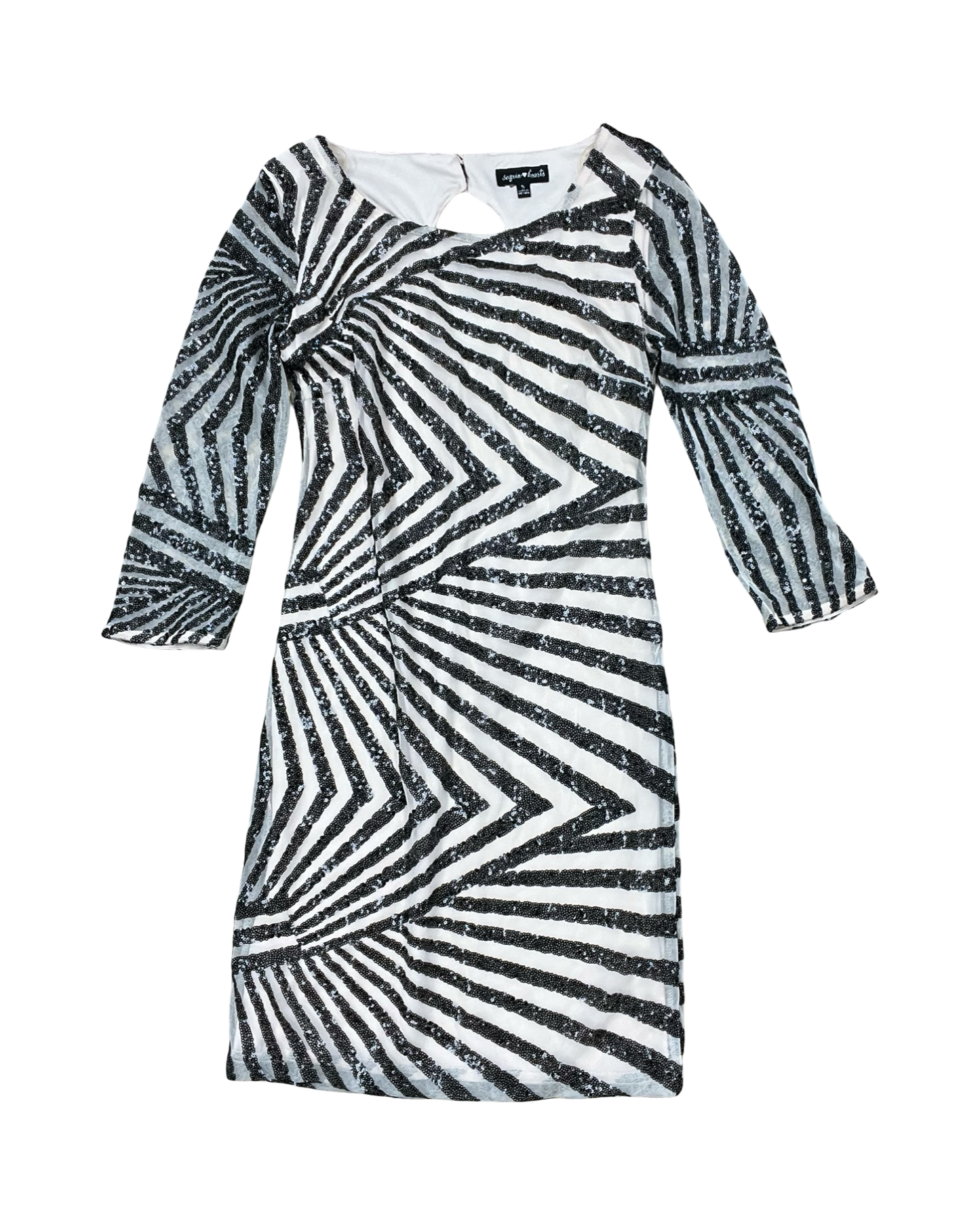 Dress Party Midi By Sequin Hearts In Black & Cream, Size:S
