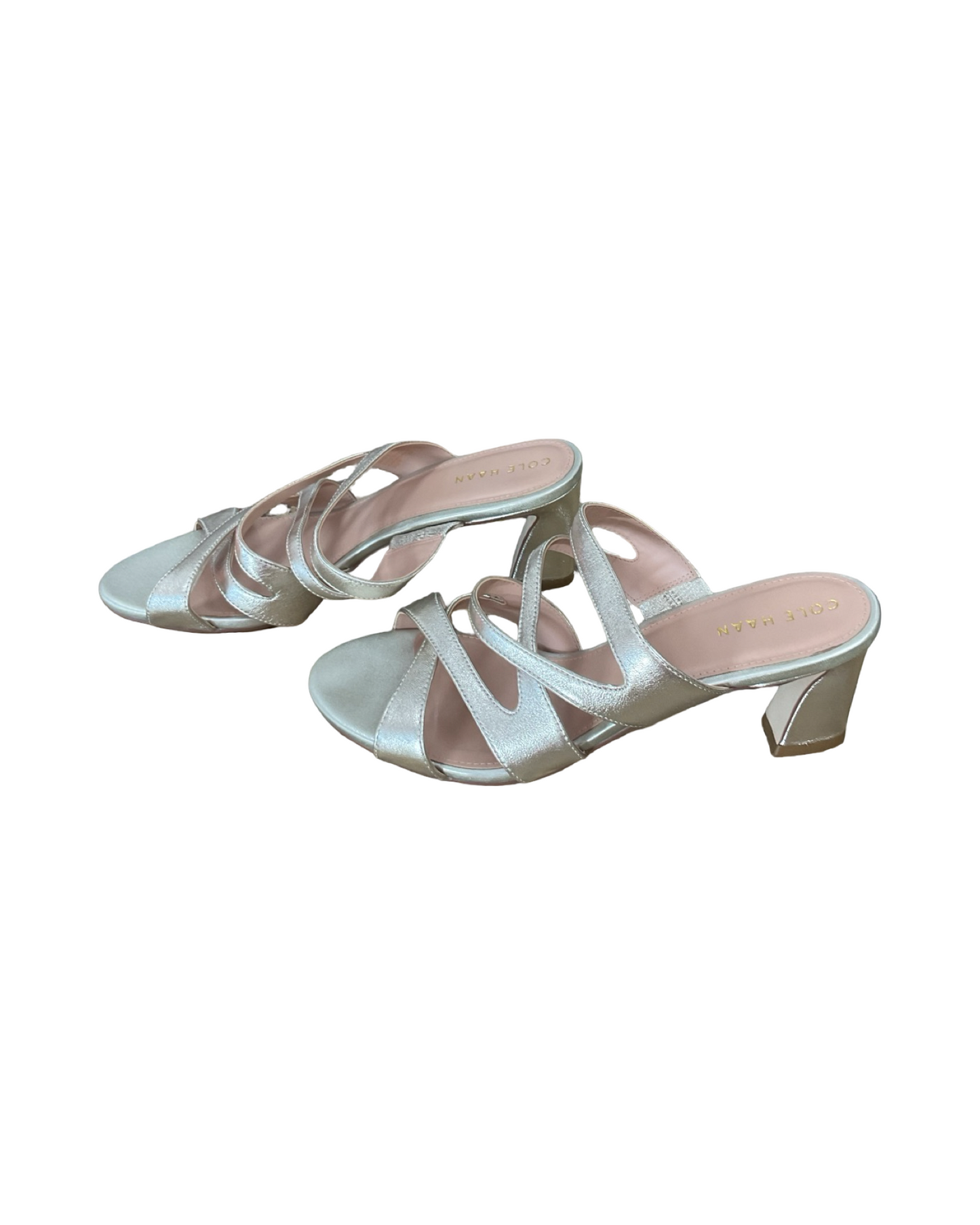 Sandals Heels Block By Cole-Haan In Gold, Size:9