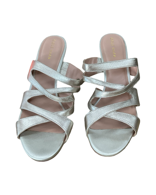 Sandals Heels Block By Cole-Haan In Gold, Size:9