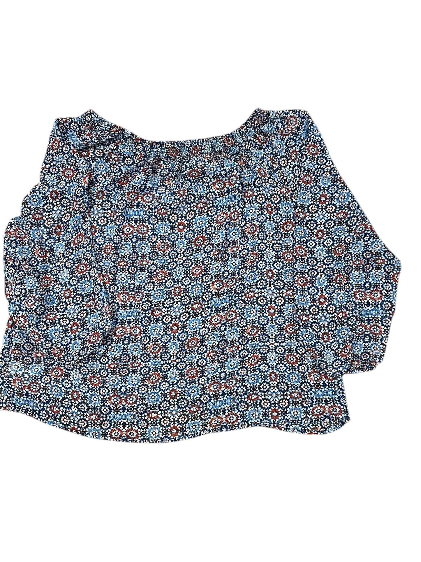 Top 3/4 Sleeve By Daisy Fuentes In Blue & Red & White, Size:Xl