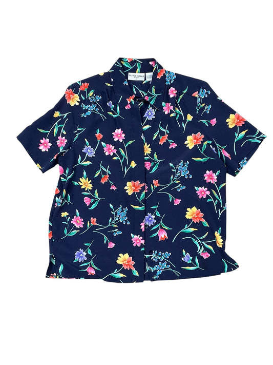 Blouse Ss By Alfred Dunner In Navy, Size:Mp