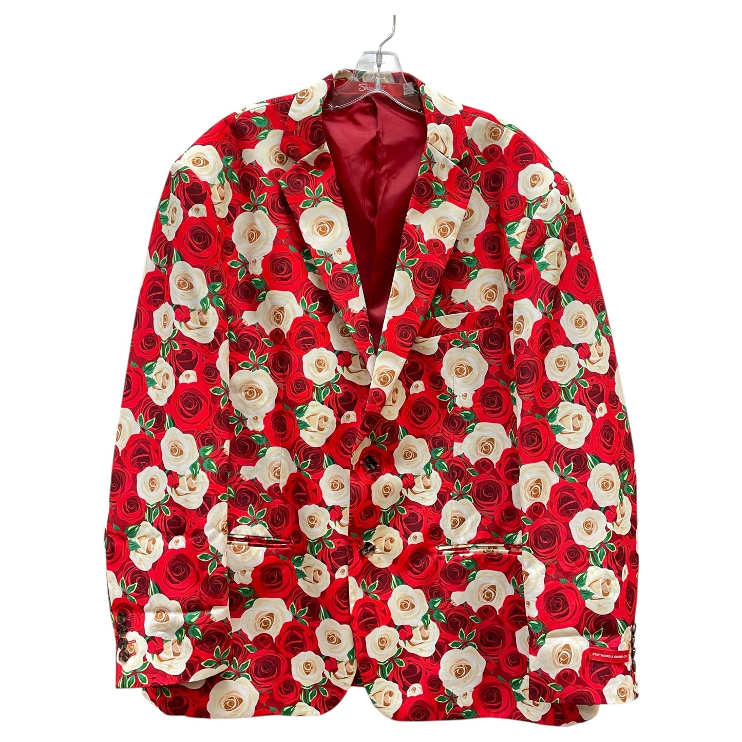 Blazer By SHINEST In Cream & Red, Size:1X