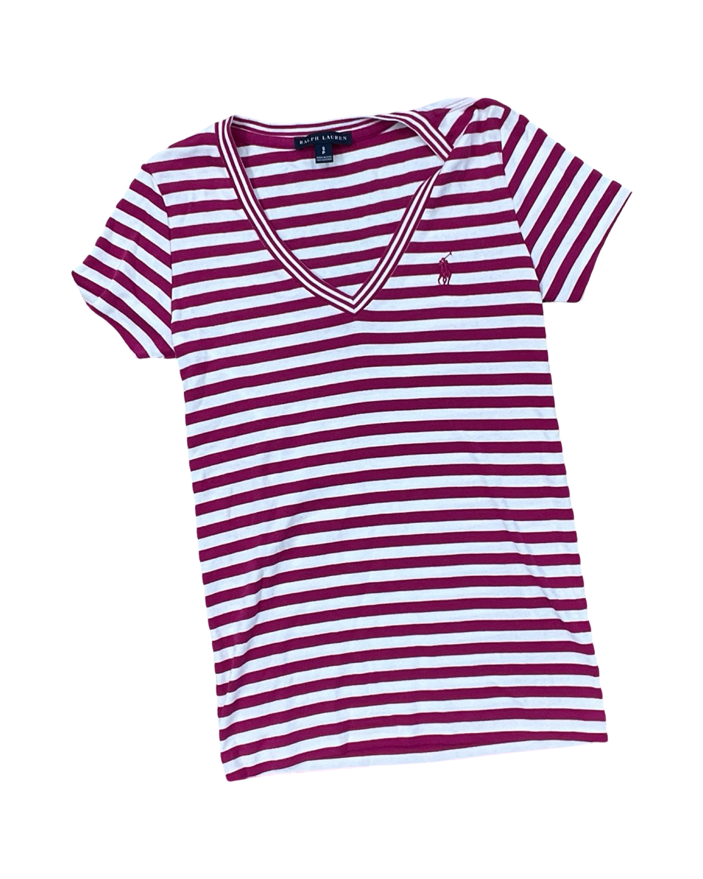Top Ss By Ralph Lauren In Pink & White, Size:S
