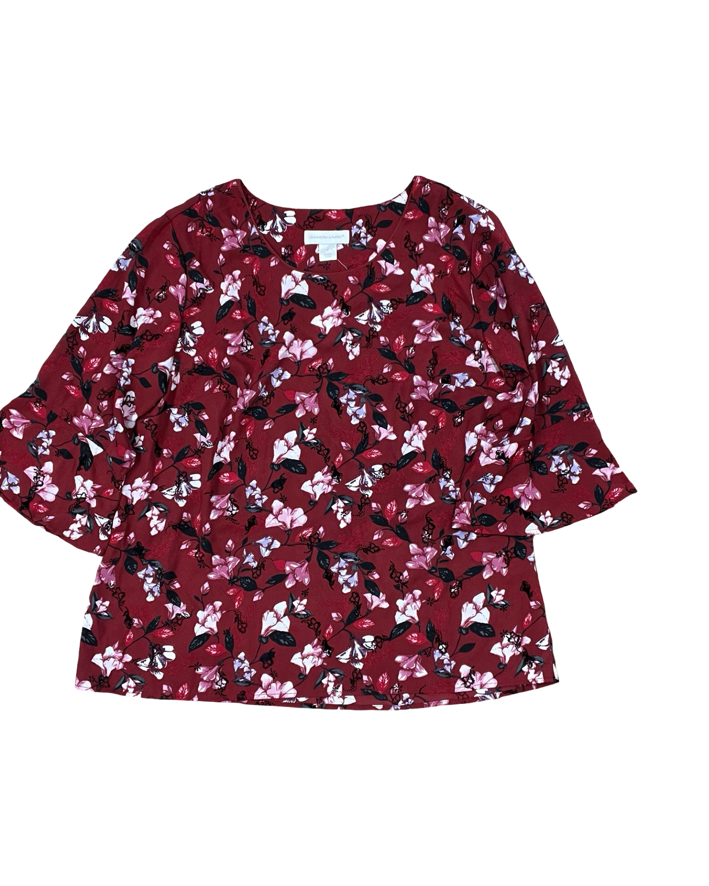 Top 3/4 Sleeve By Christopher And Banks In Red, Size:M