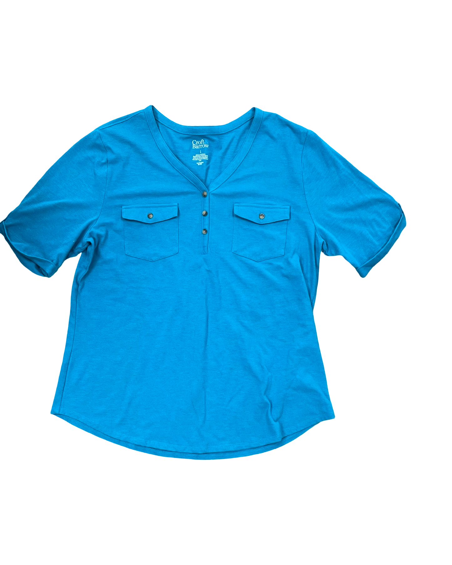 Top Ss By Croft And Barrow In Teal, Size:L