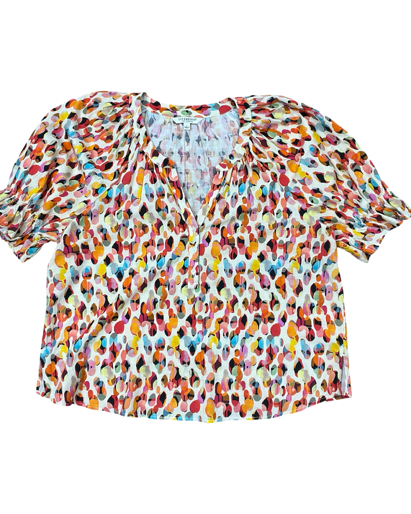 Blouse Ss By Liverpool In Cream & Orange, Size:L