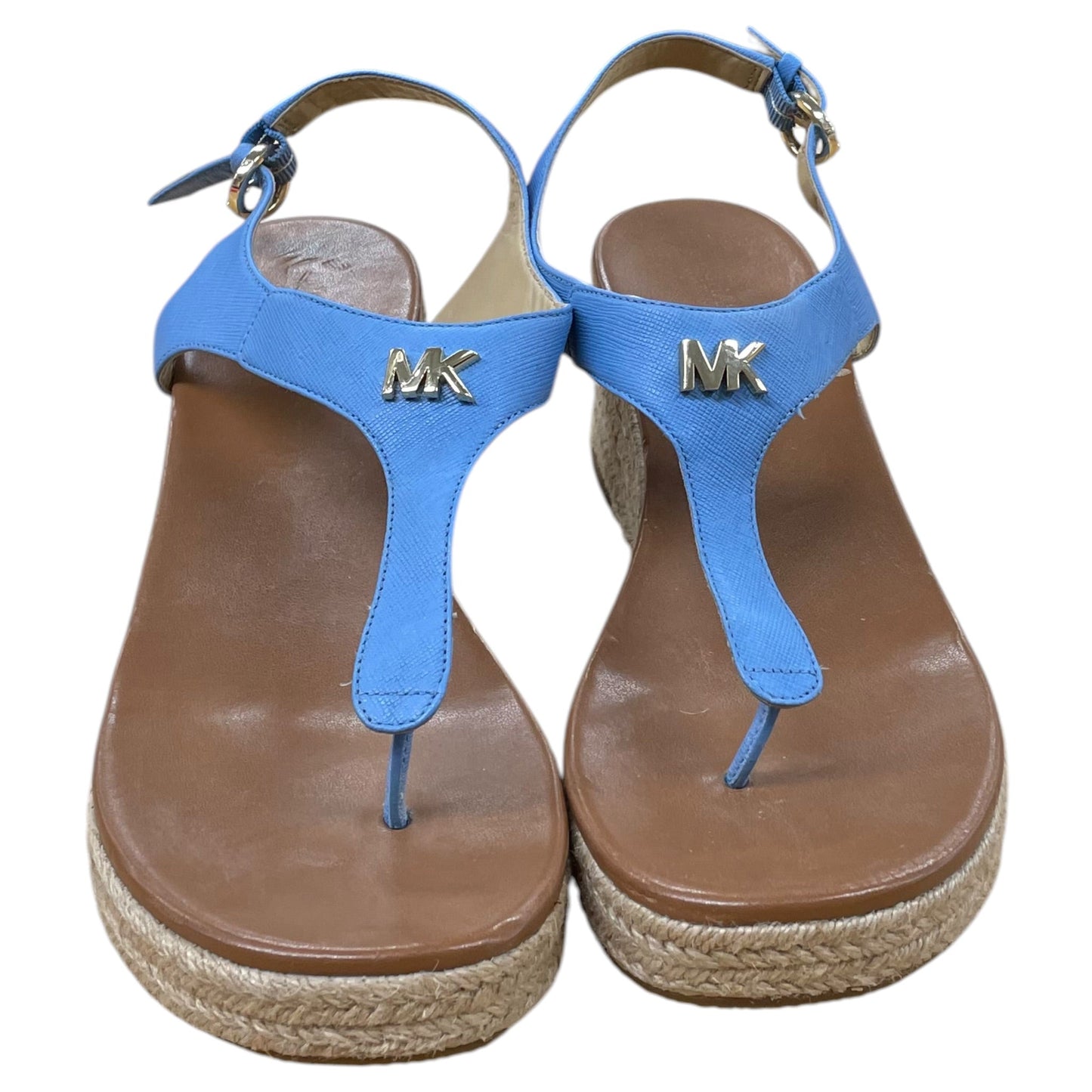 Sandals Designer By Michael Kors In Blue & Gold, Size:9