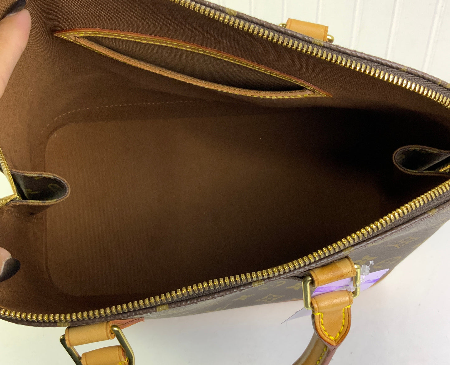Handbag Luxury Designer By Louis Vuitton In Brown, Size:Medium