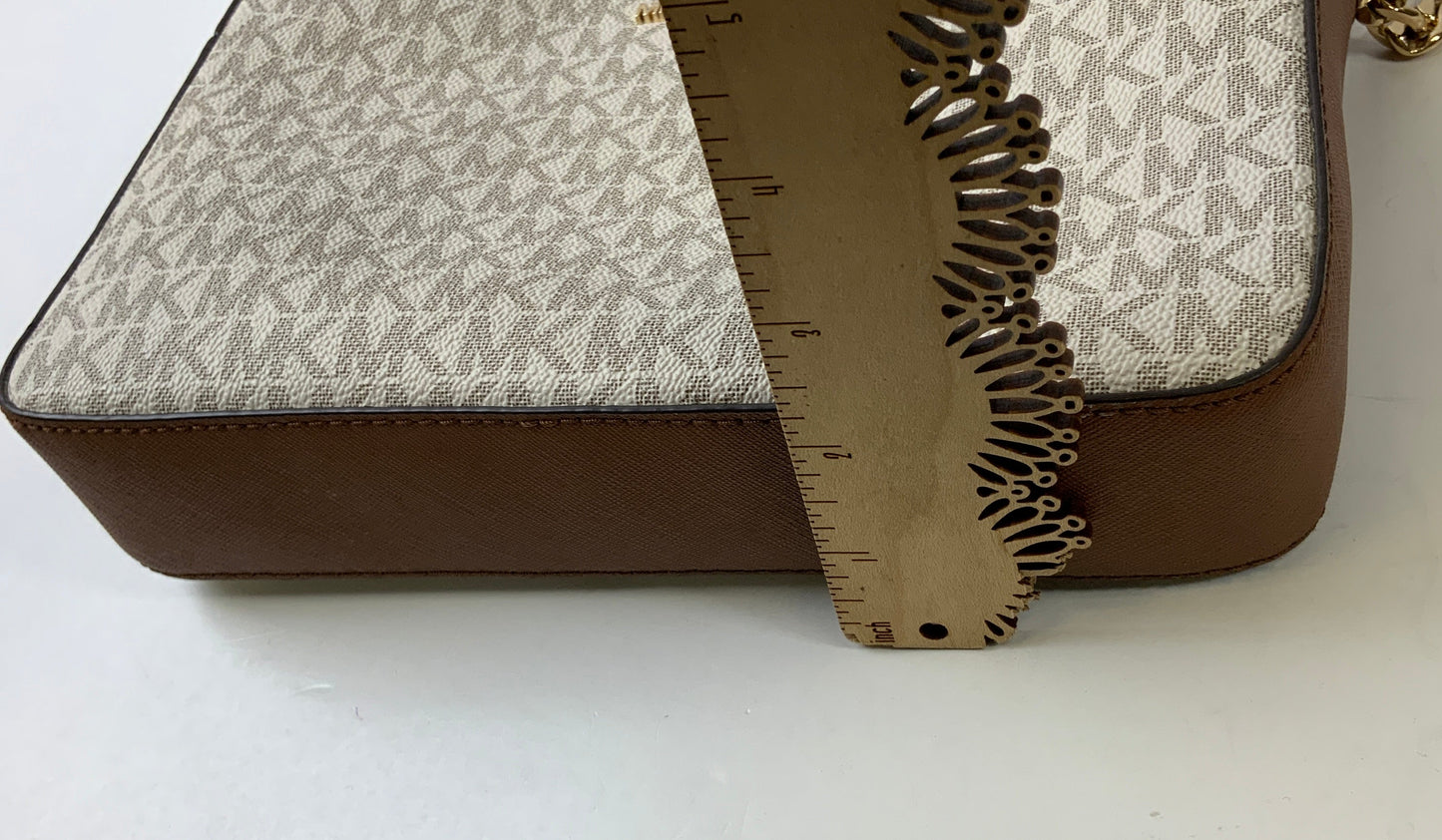 Crossbody Designer By Michael Kors In Brown & Cream, Size:Medium