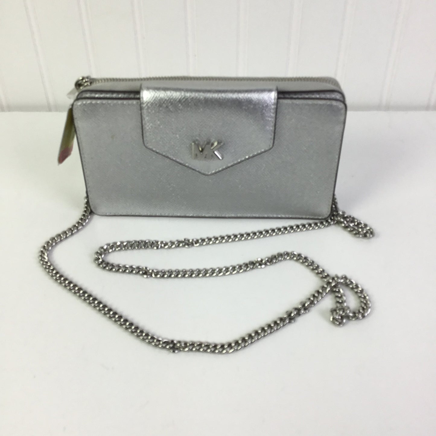 Crossbody Designer By Michael Kors In Silver, Size:Small