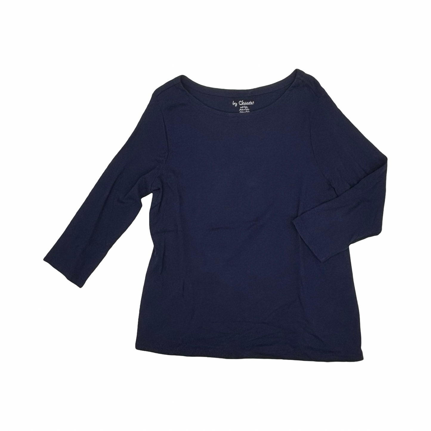 Top 3/4 Sleeve Basic By Chicos In Blue, Size:L