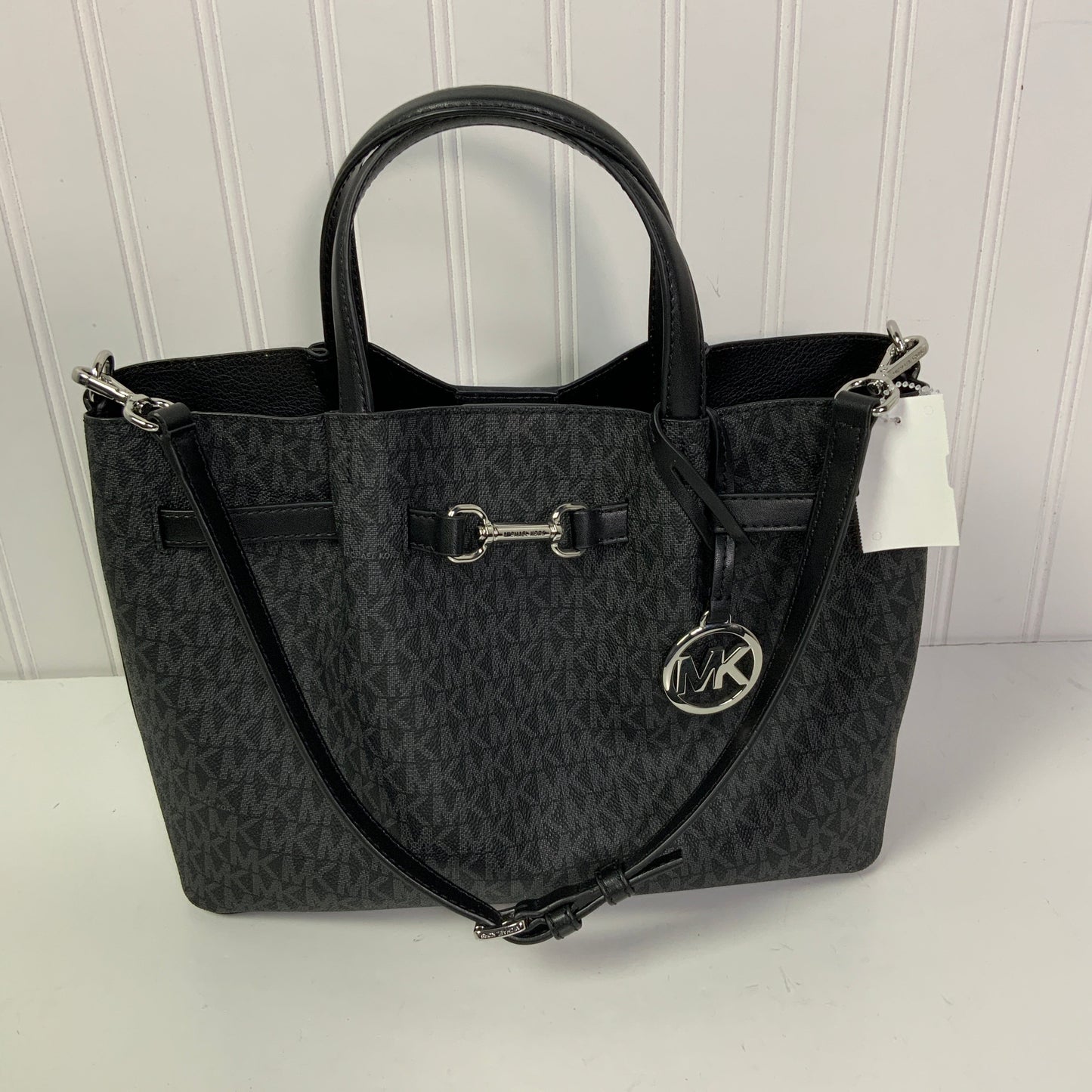 Handbag Designer By Michael Kors In Black & Grey, Size:Medium