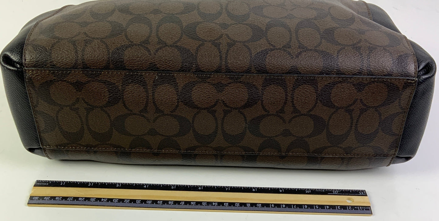 Handbag Designer By Coach In Black & Brown, Size:Medium