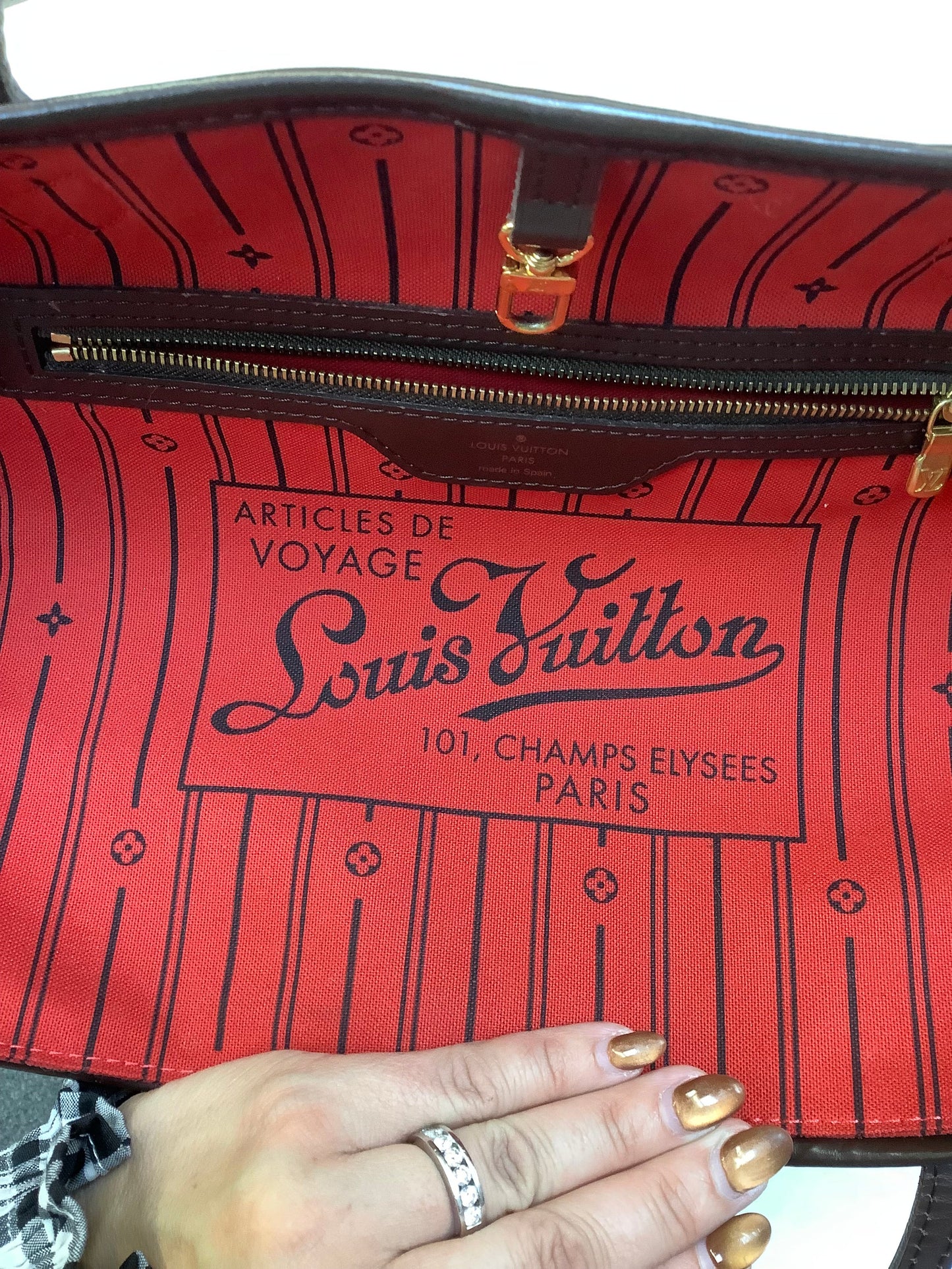 Handbag Luxury Designer By Louis Vuitton In Brown, Size:Large