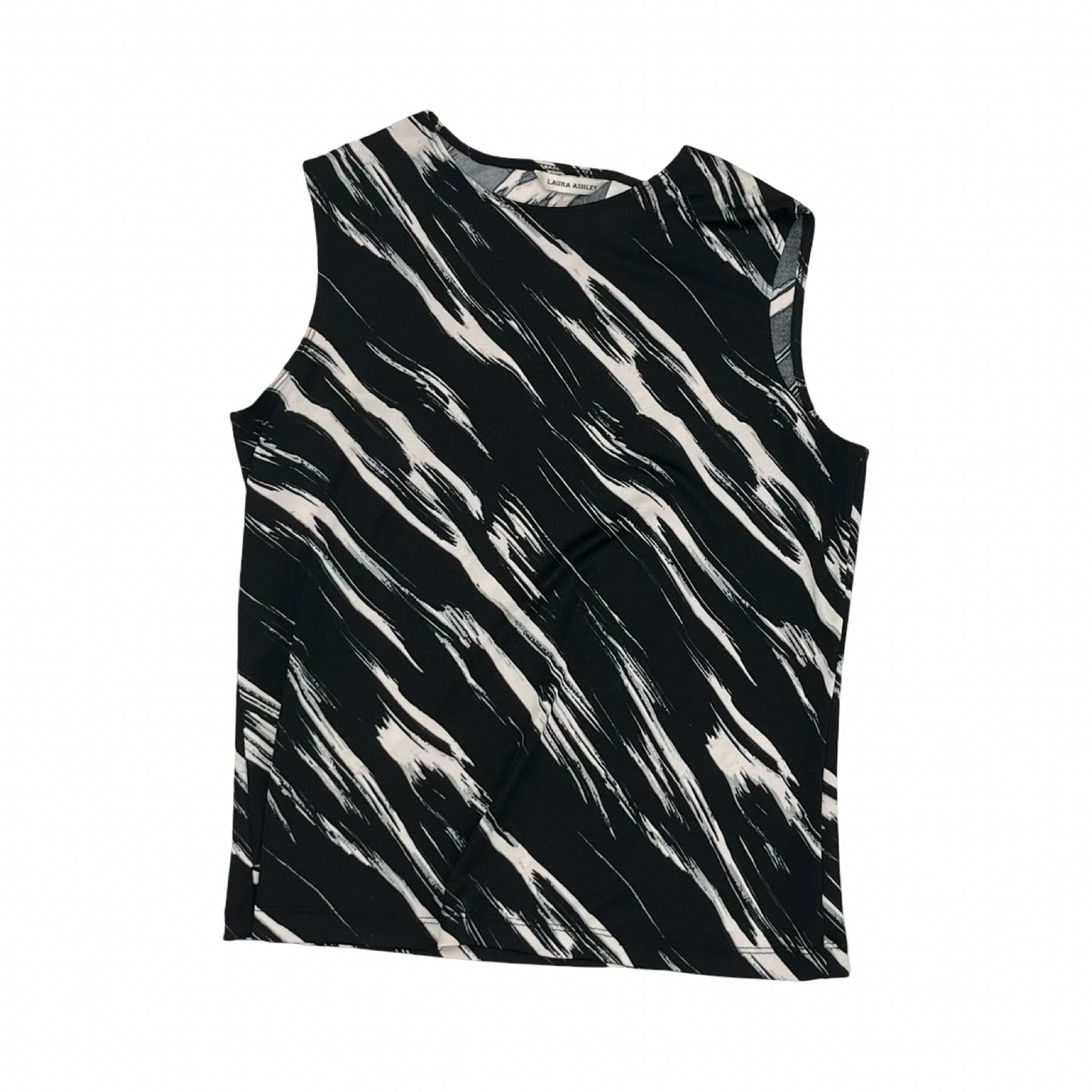 Blouse Sleeveless By Laura Ashley In Black & White, Size:S