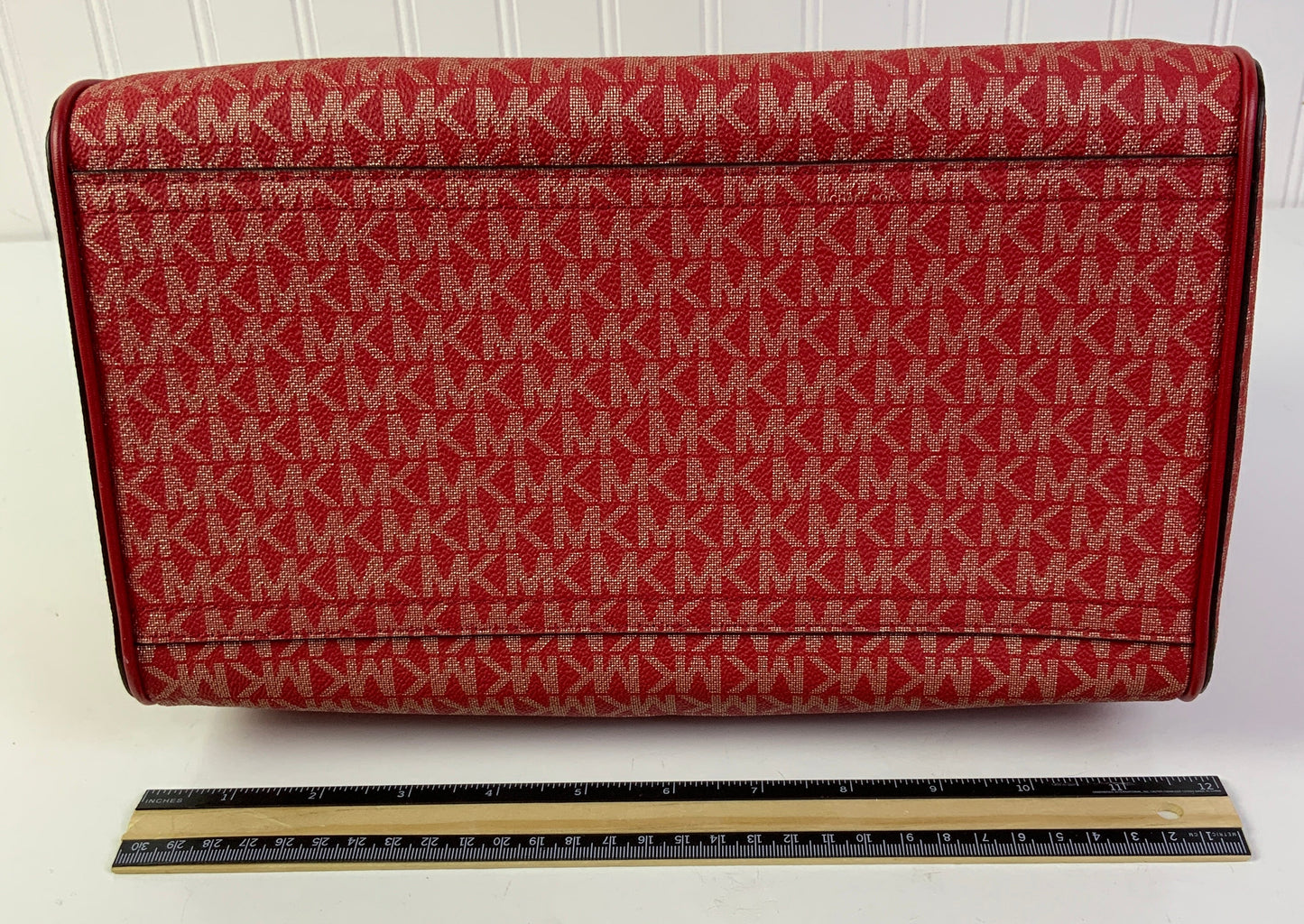 Handbag Designer By Michael Kors In Gold & Red, Size:Medium