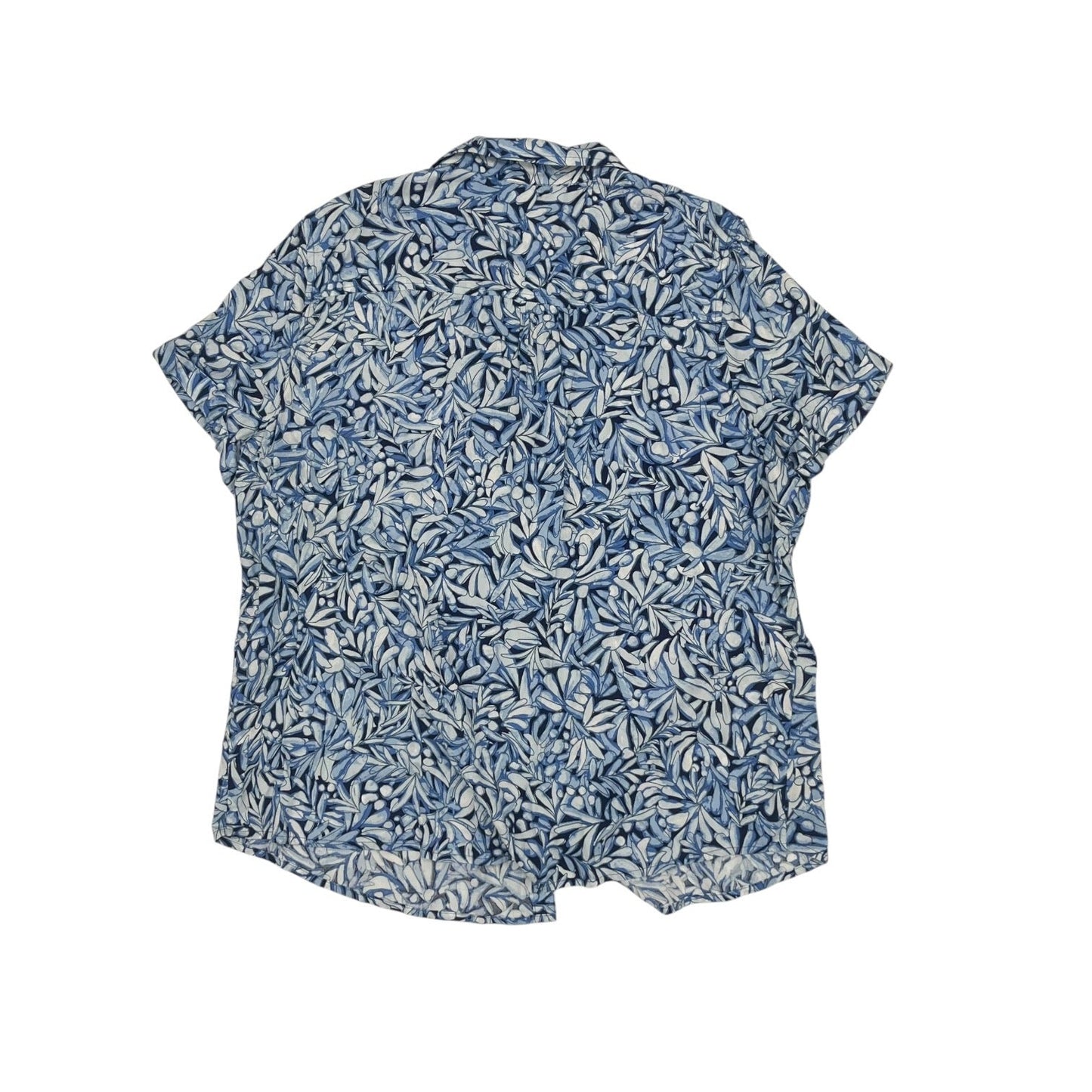 Blouse Ss By Croft And Barrow In Blue & White, Size:Xxl