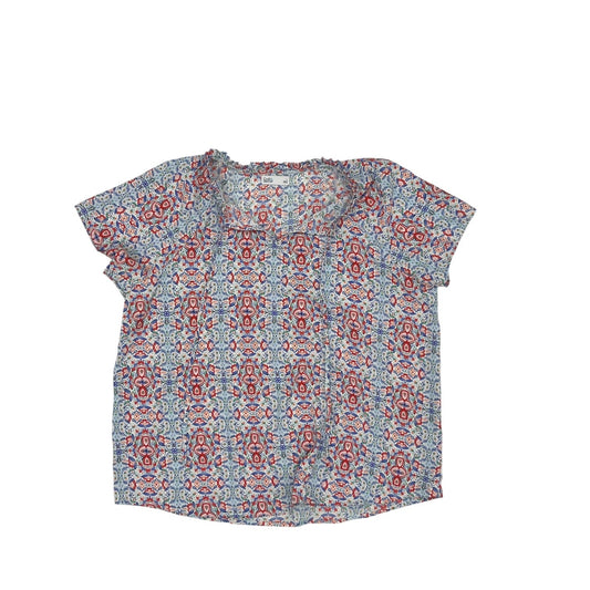 Blouse Ss By Croft And Barrow In Blue & Red & White, Size:L