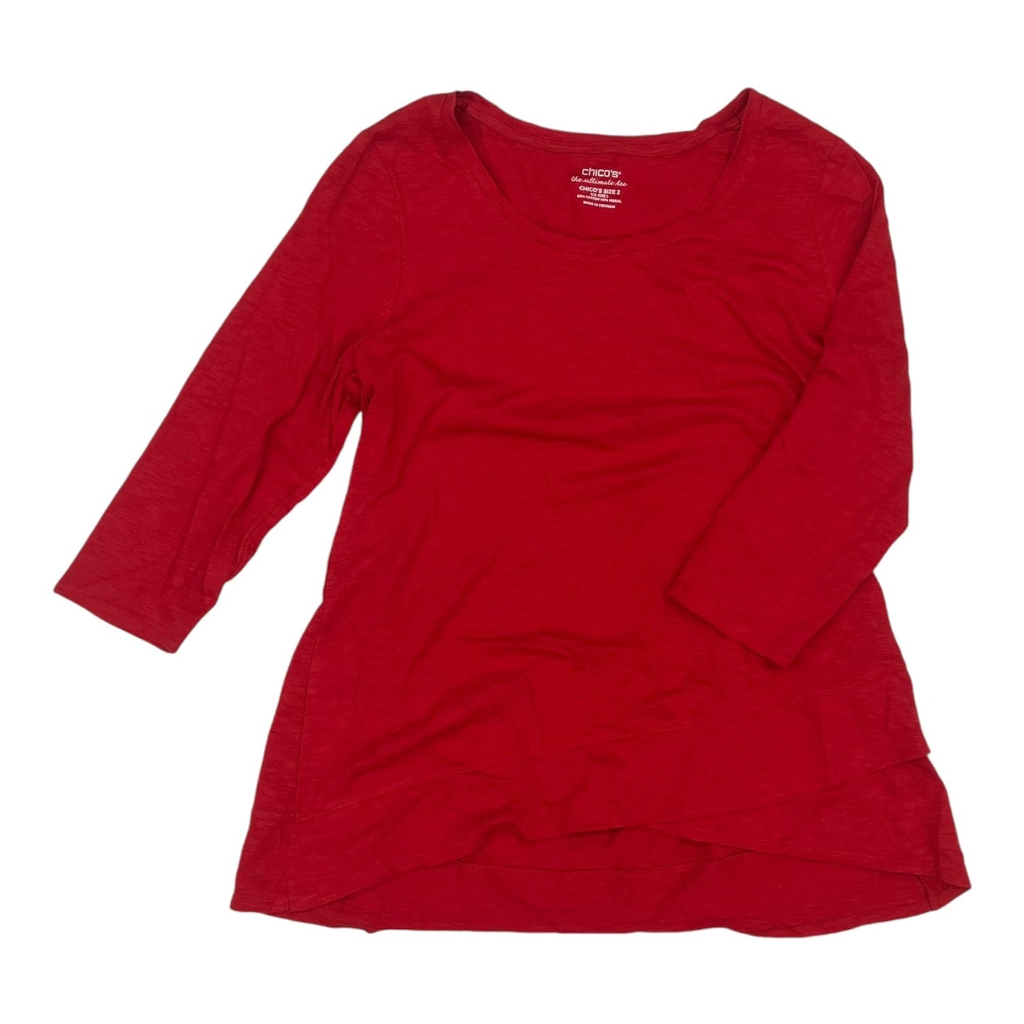 Top 3/4 Sleeve Basic By Chicos In Red, Size:L