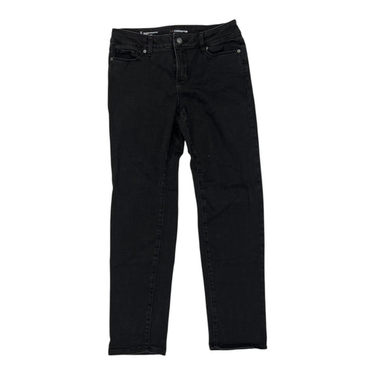 Jeans Straight By Liz Claiborne In Black Denim, Size:2