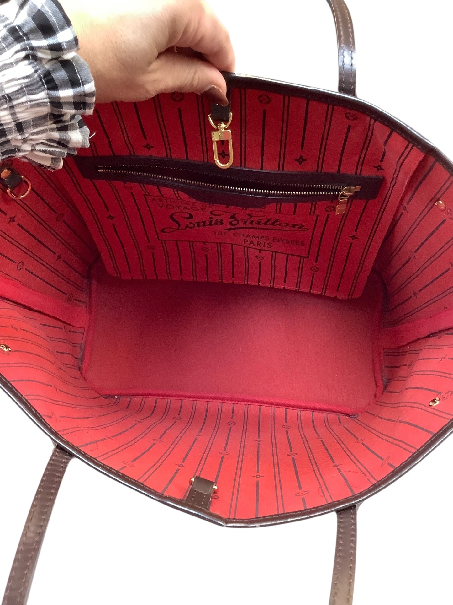 Handbag Luxury Designer By Louis Vuitton In Brown, Size:Large