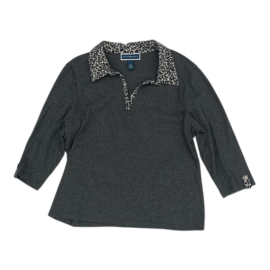 Top 3/4 Sleeve By Karen Scott In Grey, Size:Xl
