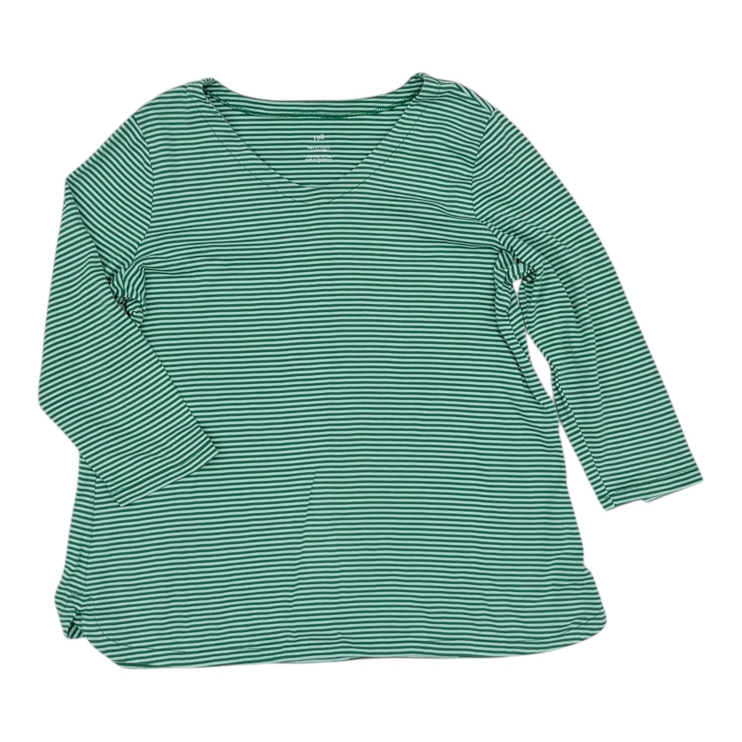Top 3/4 Sleeve By J. Jill In Green & White, Size:L