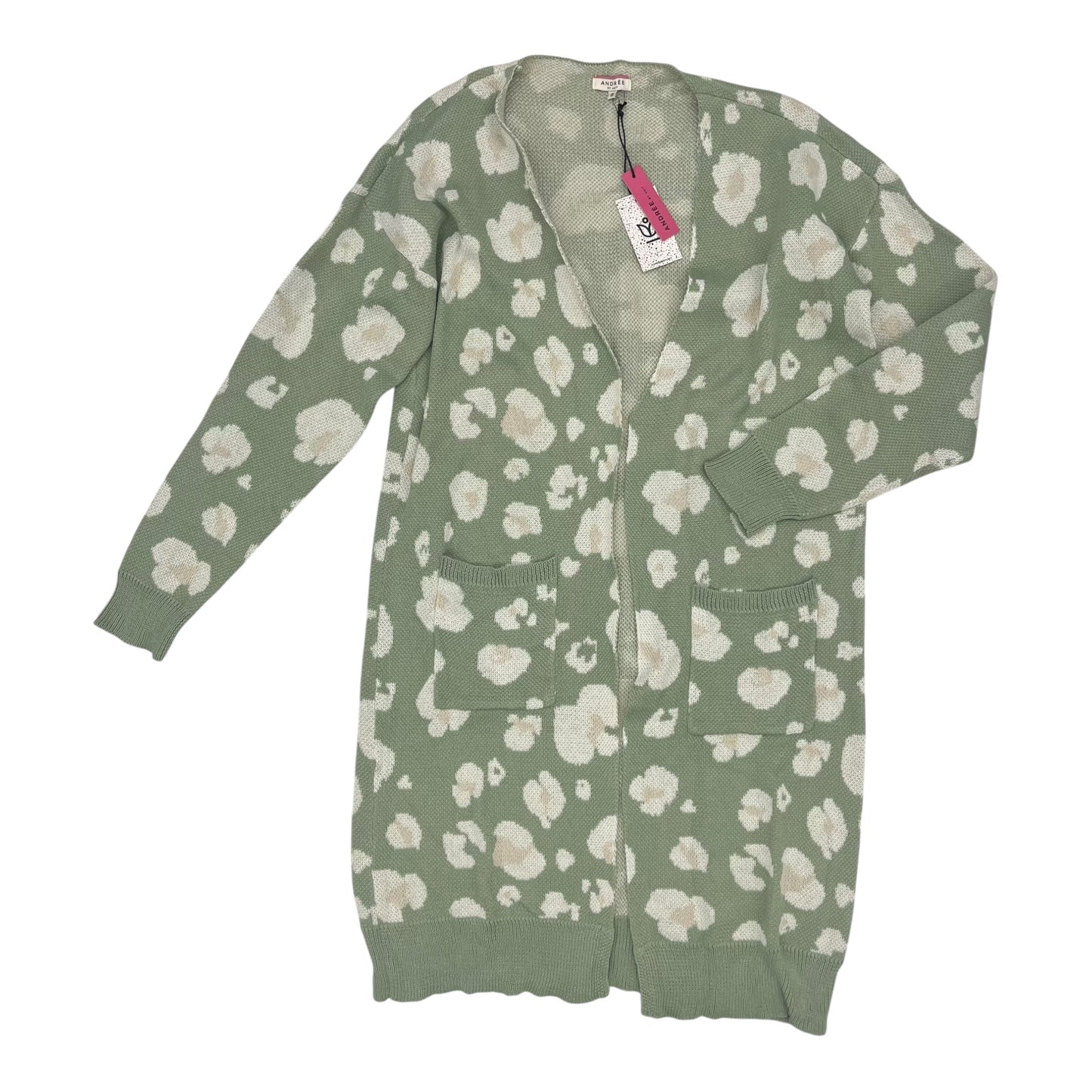 Sweater Cardigan By Andree By Unit In Green, Size:1X