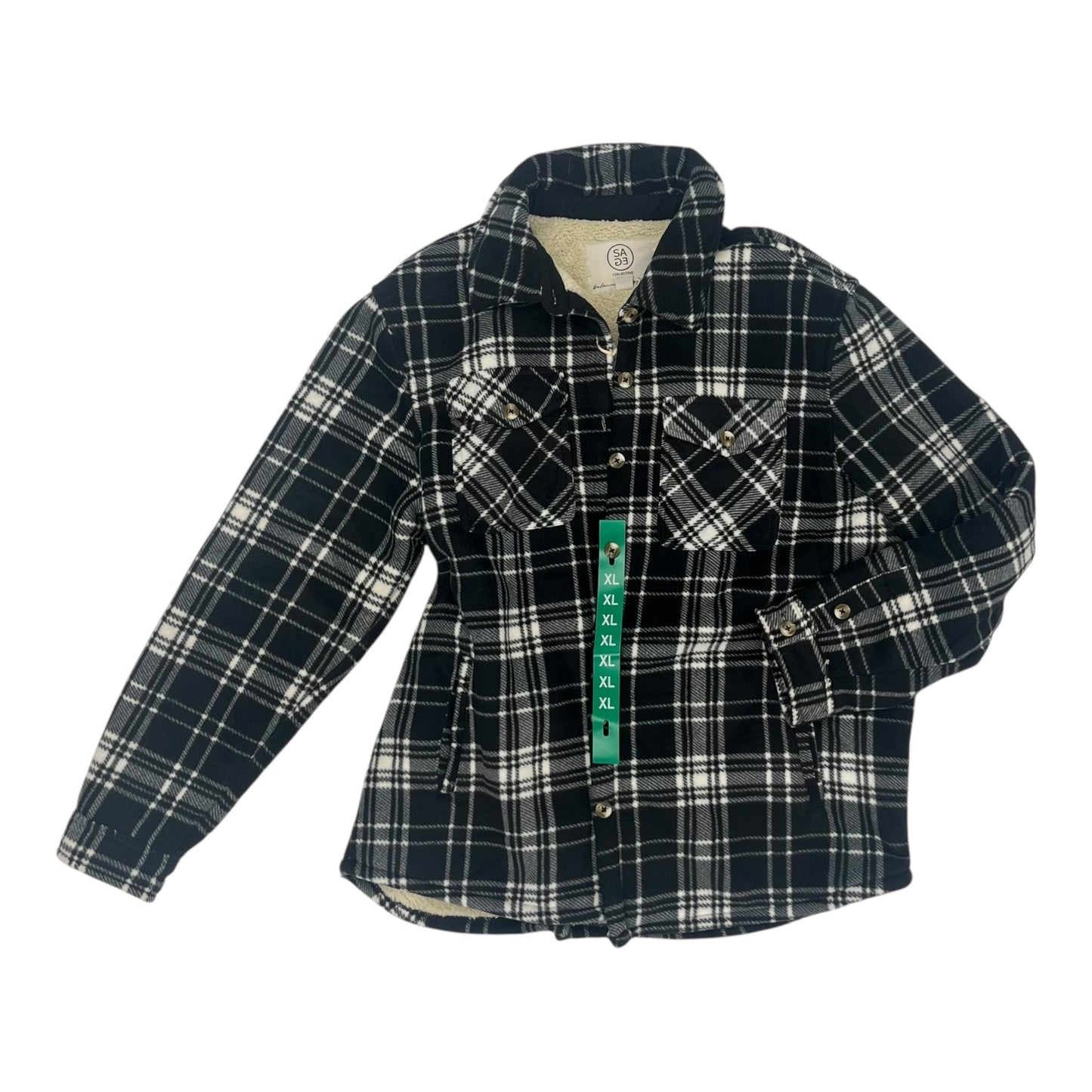 Jacket Shirt By Sage In Plaid Pattern, Size:Xl