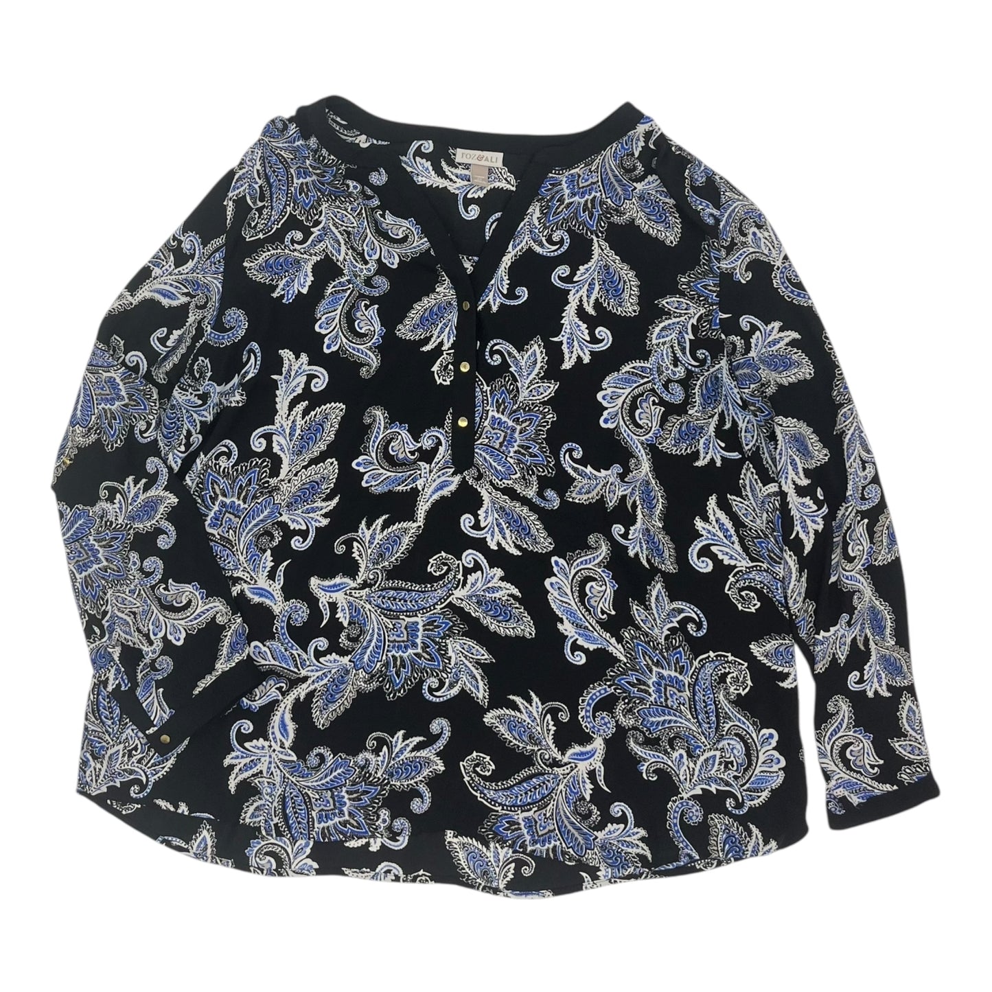 Blouse Ls By Roz And Ali In Black, Size:2X