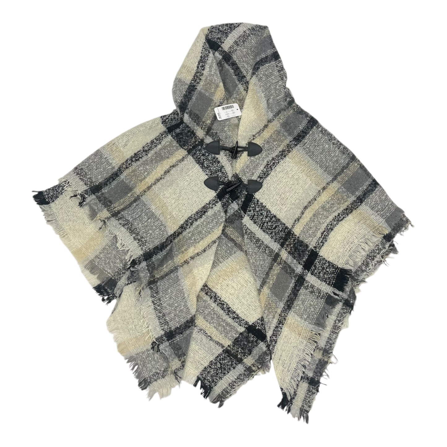 Poncho By Clothes Mentor In Cream & Grey, Size:Osfm