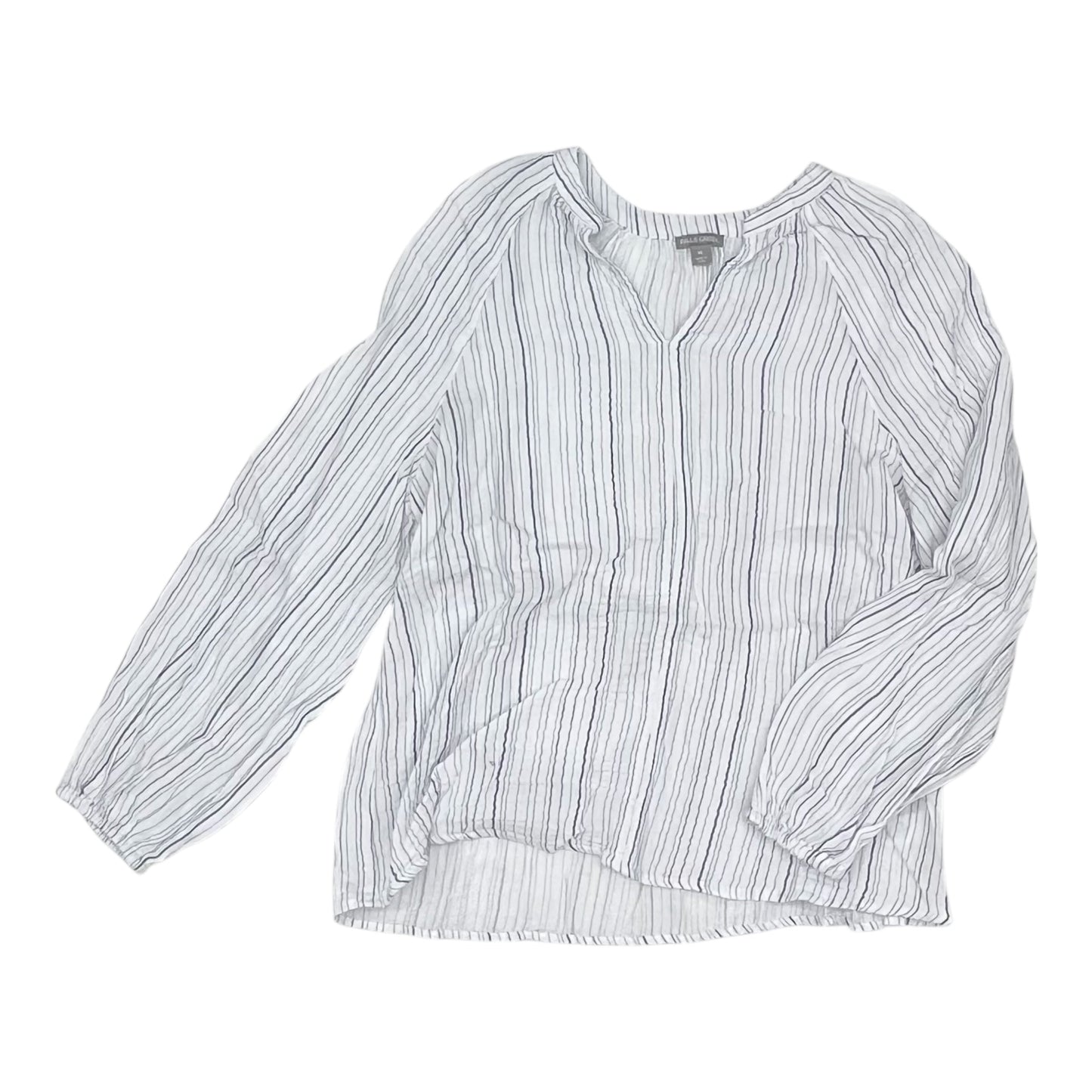 Blouse Ls By Falls Creek In Blue & White, Size:Xl