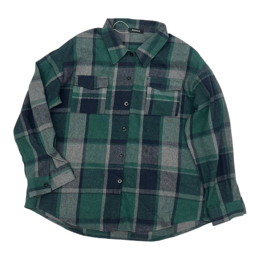 Jacket Shirt By Clothes Mentor In Green & Grey, Size:Xl