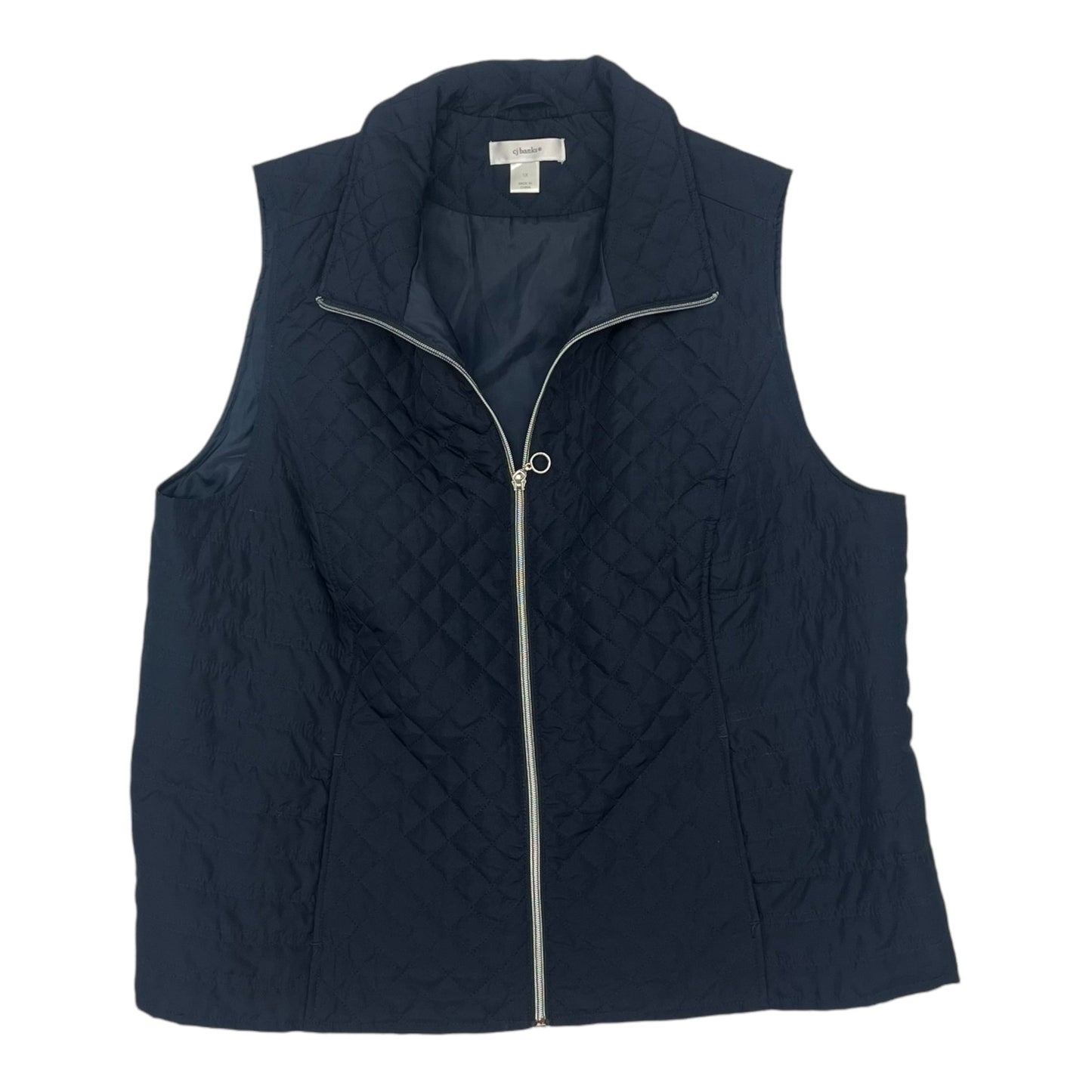 Vest Puffer & Quilted By Cj Banks In Navy, Size:1X