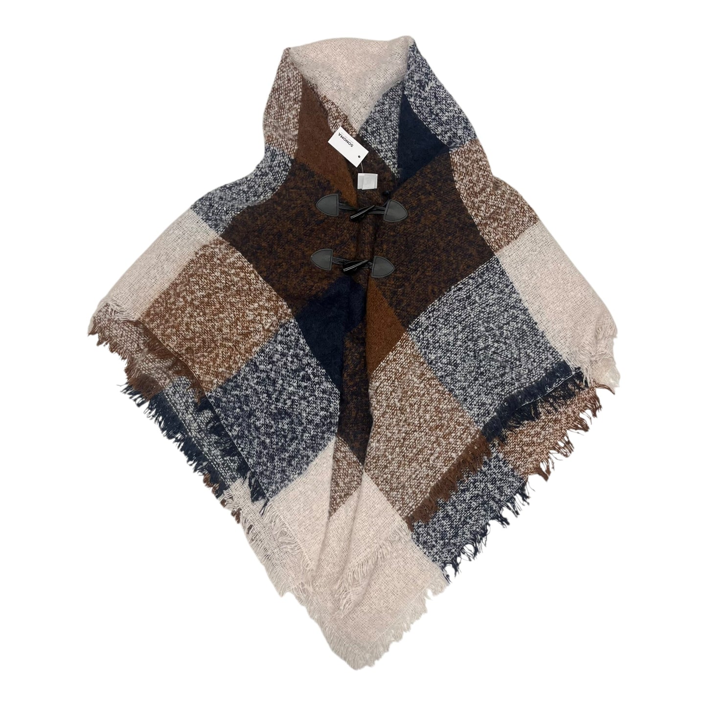 Poncho By Sonoma In Blue & Brown, Size:Osfm