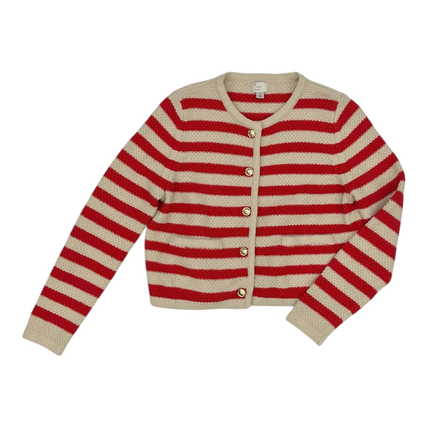 Sweater Cardigan By A New Day In Orange & Tan, Size:M