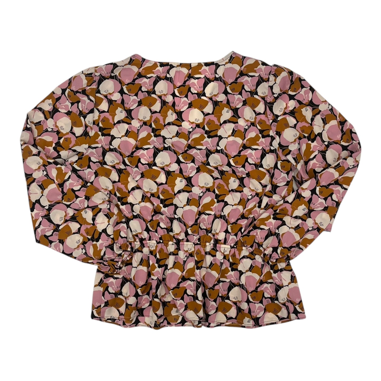 Blouse Ls By Nine West In Brown & Pink, Size:Xl