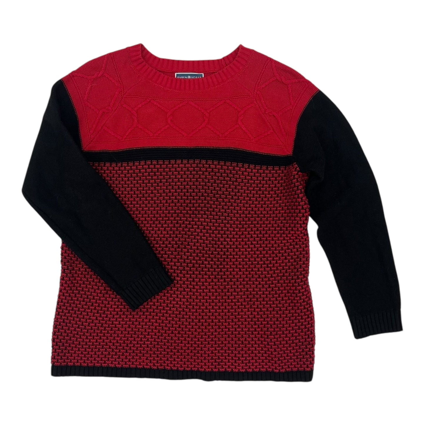 Sweater By Karen Scott In Black & Red, Size:Xl