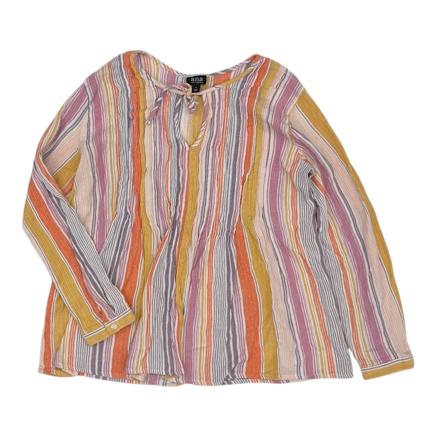 Blouse Ls By Ana In Orange & Pink, Size:L