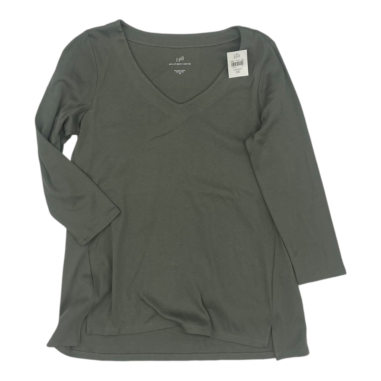 Top 3/4 Sleeve Basic By J. Jill In Green, Size:Xs