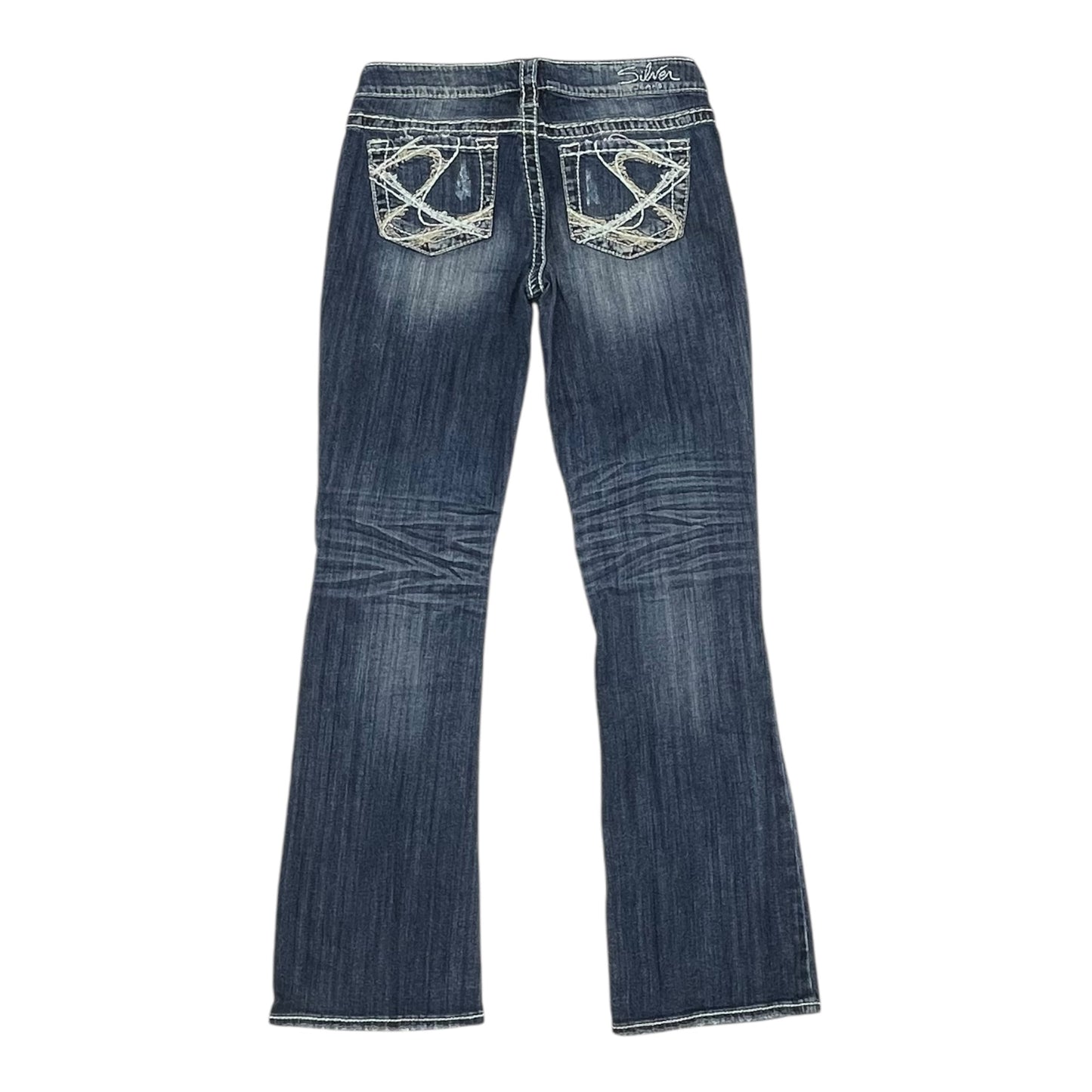 Jeans Boot Cut By Silver In Blue Denim, Size:8