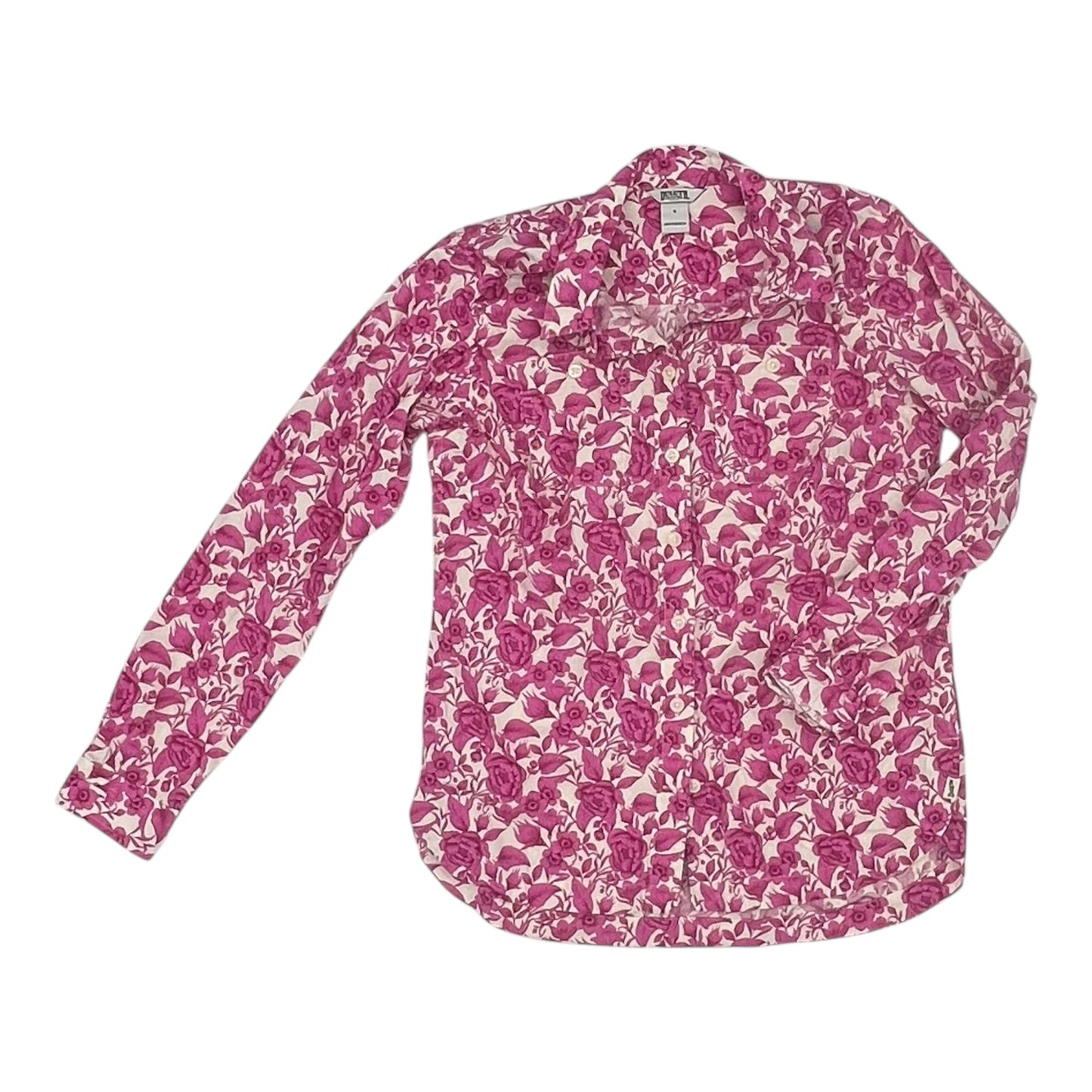 Blouse Ls By Duluth Trading In Pink & White, Size:S